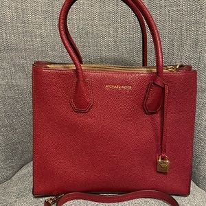 Carried twice! LK New Michael Kors Large Mercer Satchel Crossbody Mulberry Wine